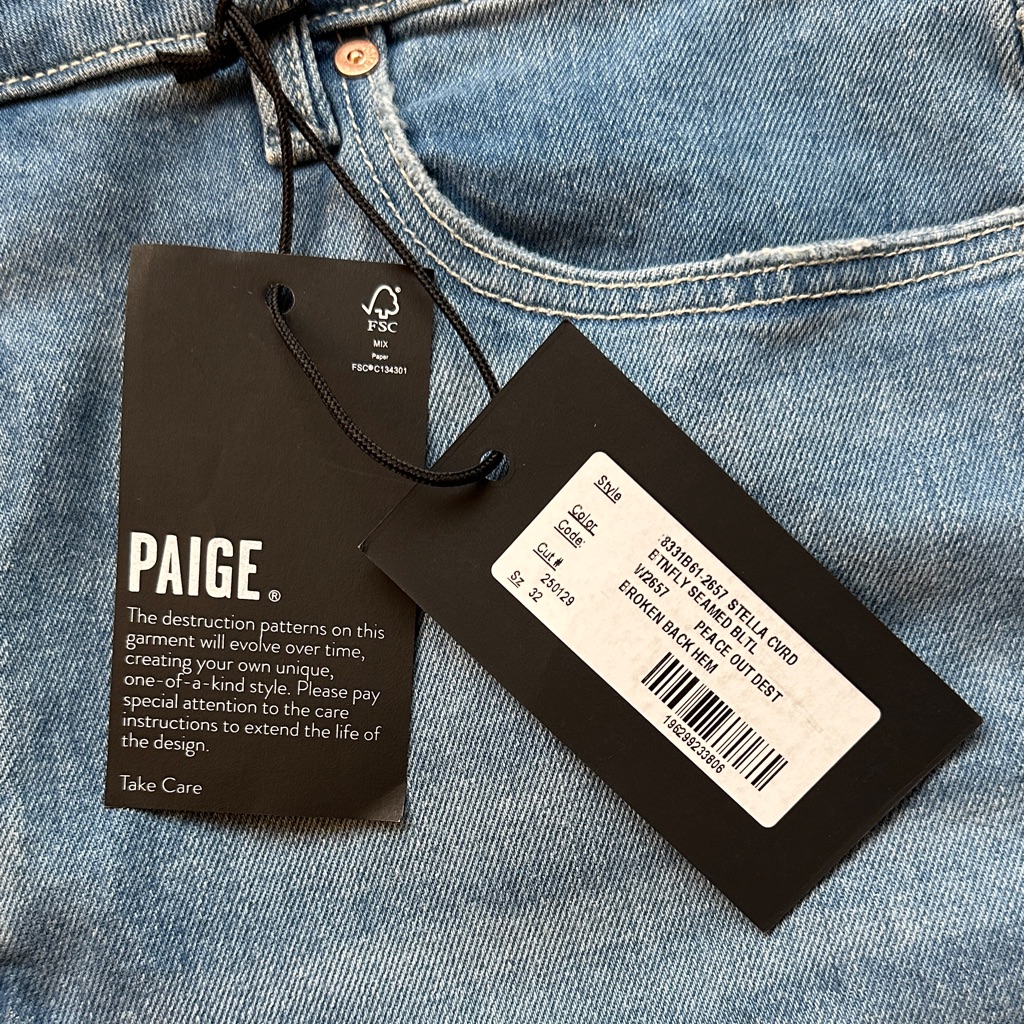 Paige Jeans!!! Clerance Stella Ripped High Waist Straight Leg Jeans